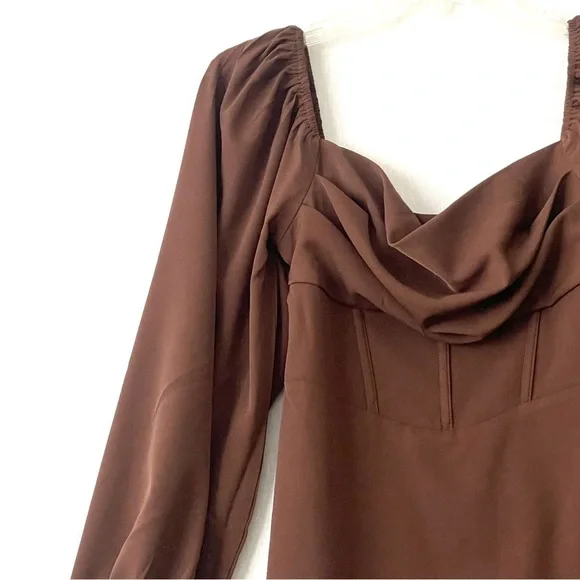 Princess Polly Lillie Long Sleeve Mini Dress Brown NWT - Picture 4 of 14